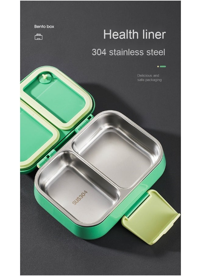 304 Stainless Steel Insulated 3-Compartment Sealed Dual-Layer Bento Box