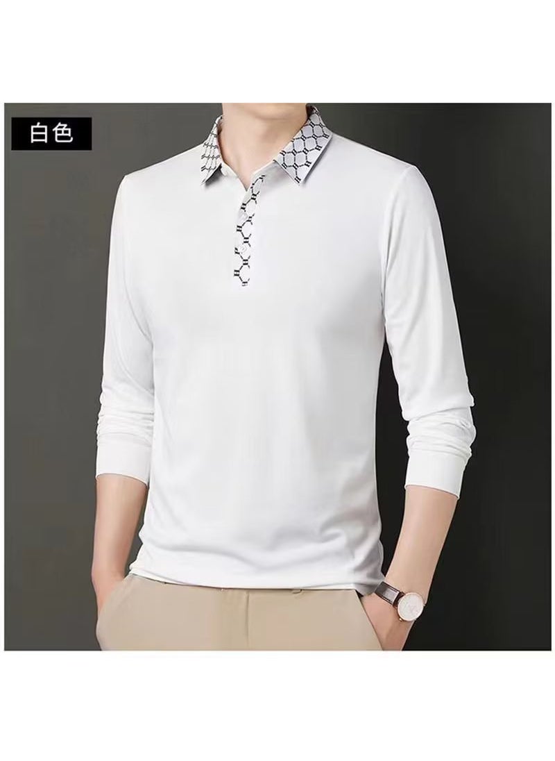 Mens Long Sleeve Spring Fashion Polo Shirt Black