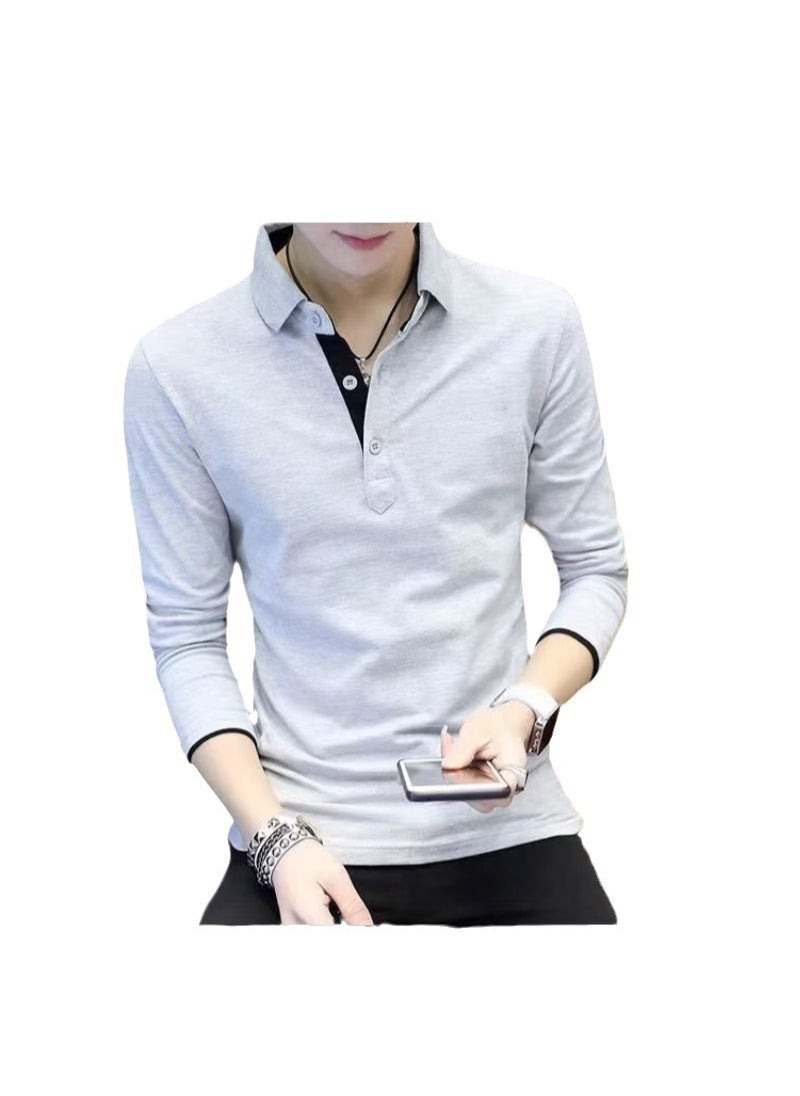 Mens Long Sleeve Polo Shirt Casual Slim Fit Black