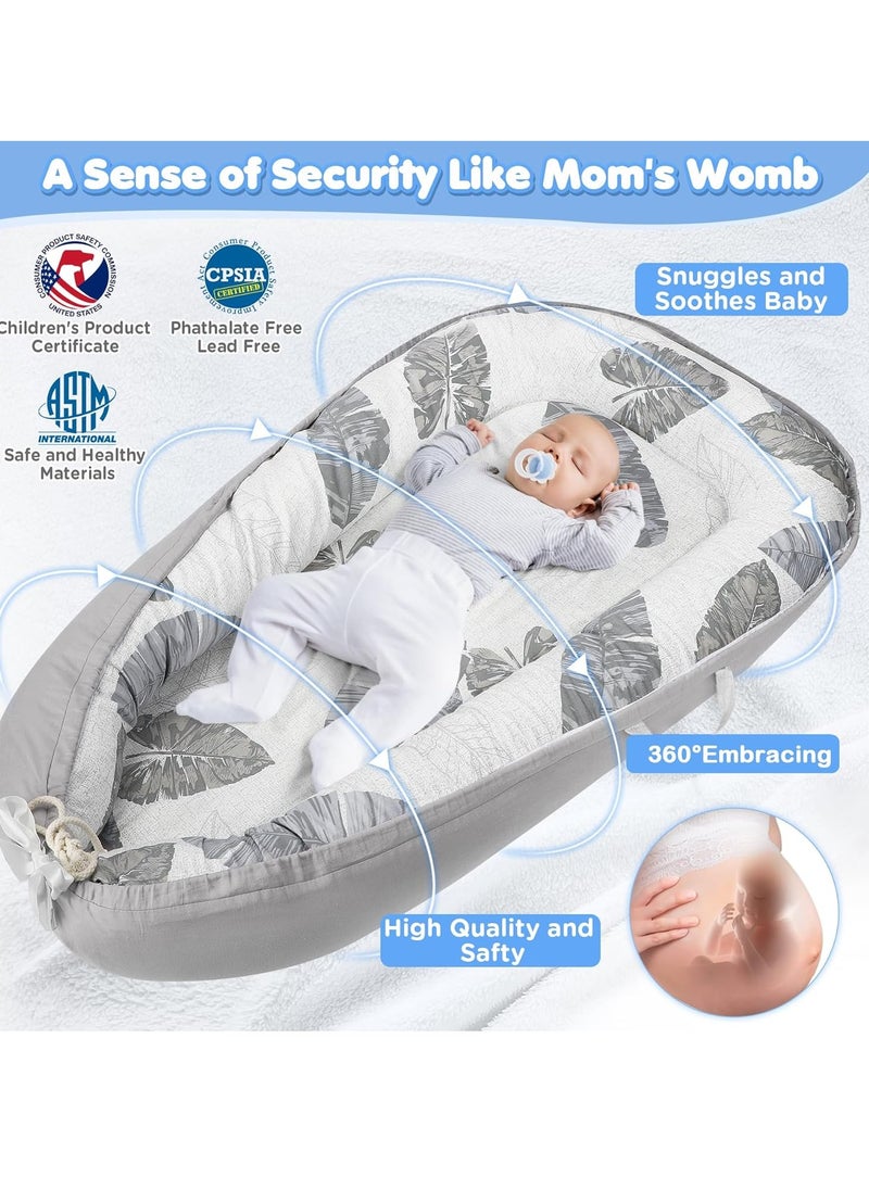 Baby Lounger - Baby Lounger For Newborn, Breathable & Soft Baby Nest Cover Co Sleeping for baby 0-24 Months, Babies Essentials Gifts, Portable Infant Lounger Baby Floor Seat for Home and Travel