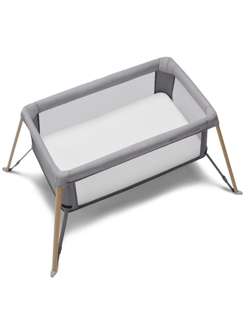 Movi Travel Cot - Grey & Wood