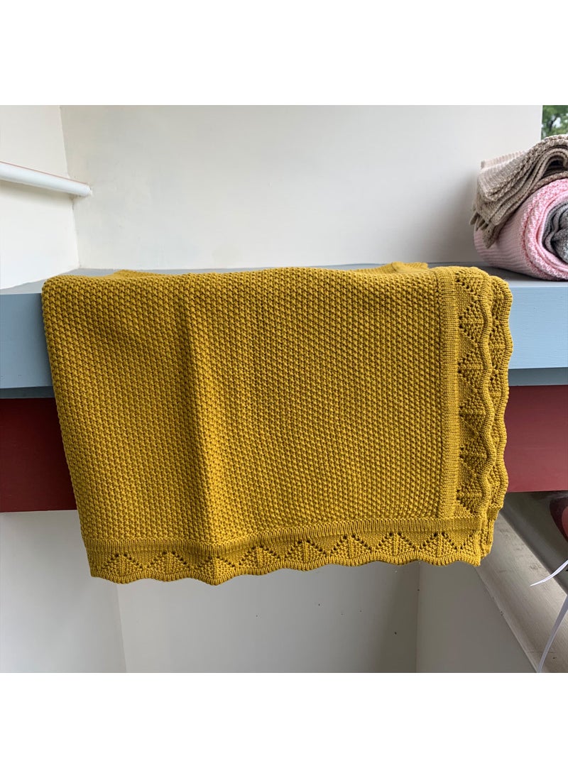 Norwegian Cotton Knit Baby Blanket Ginger yellow