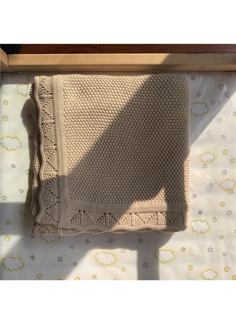 Norwegian Cotton Knit Baby Blanket Khaki