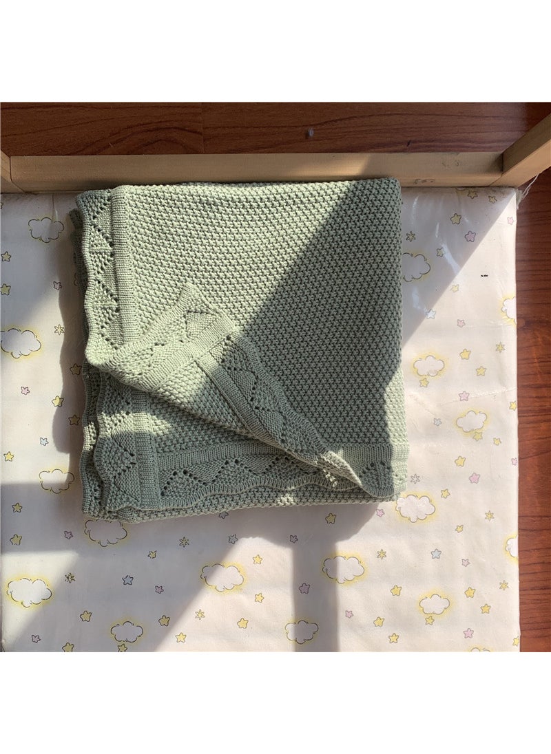 Norwegian Cotton Knit Baby Blanket Light green