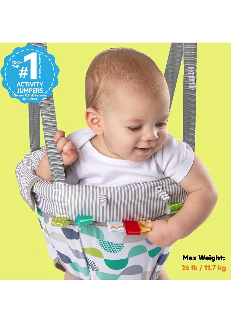 Bright Starts Playful Parade Door Jumper for Baby with Adjustable Strap, 6 Months and Up, Max Weight 26 lbs