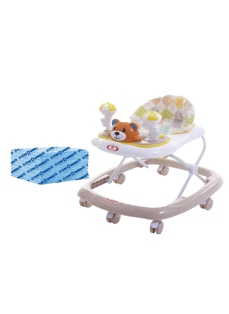 Star Babies - Buy 1 Get 1 (Baby Walker with Free 20pcs Disposable Changing mat- Coffee