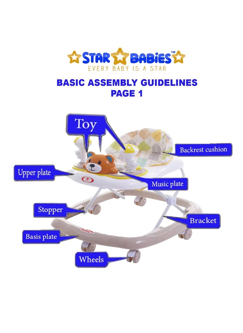 Star Babies - Buy 1 Get 1 (Baby Walker with Free 20pcs Disposable Changing mat- Coffee