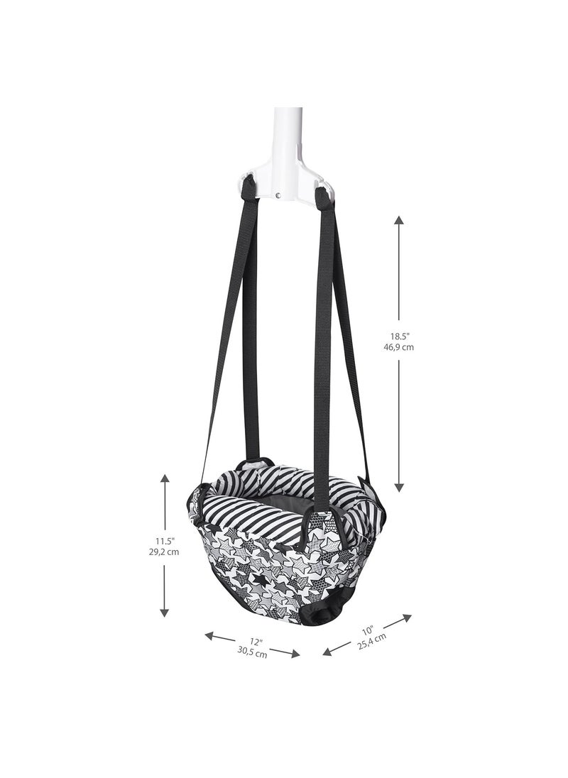 Evenflo Exercaucer Baby Jumper Featuring Easy-to-Use Clamp Attachment for Quick and Tool-Free Set Up and Adjustable Straps to Customize The Height for Your Child, Star Power