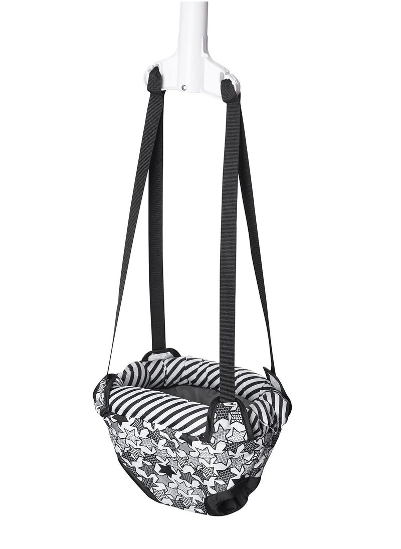 Evenflo Exercaucer Baby Jumper Featuring Easy-to-Use Clamp Attachment for Quick and Tool-Free Set Up and Adjustable Straps to Customize The Height for Your Child, Star Power