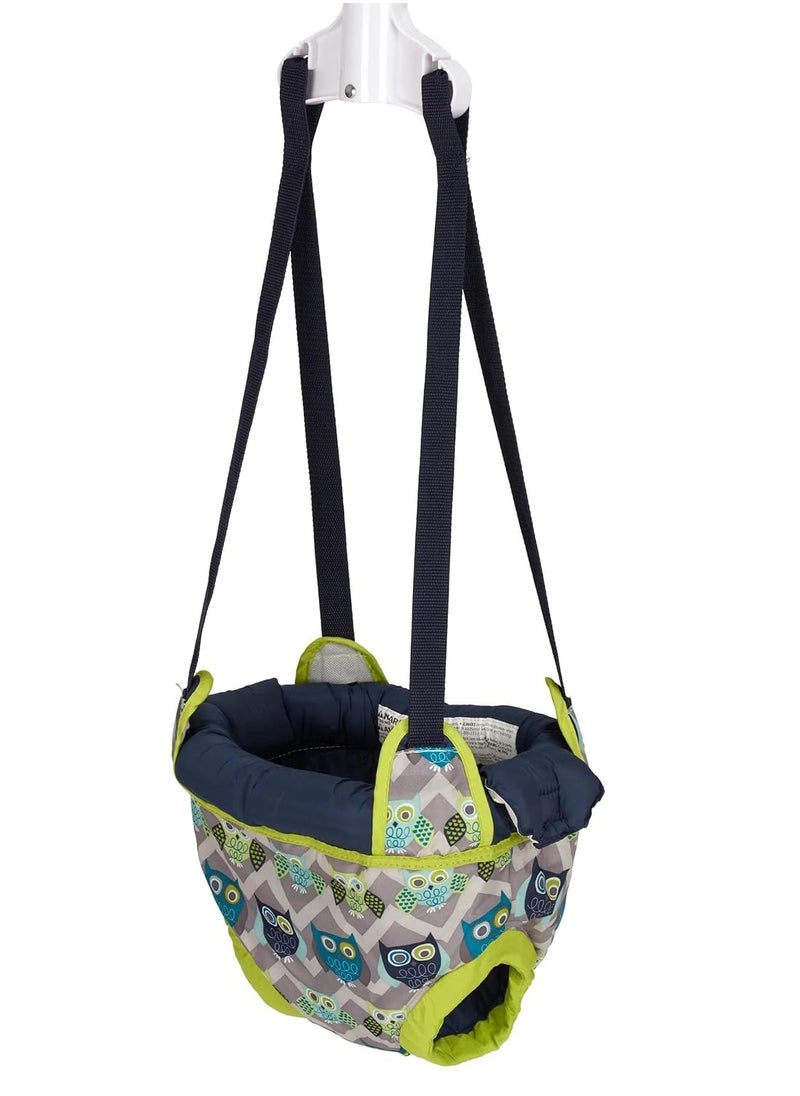 Evenflo Exersaucer Johnny Jumper Featuring Easy-to-Use Clamp Attachment for Quick and Tool-Free Set Up and Adjustable Straps to Customize the Height for Your Child, Owl