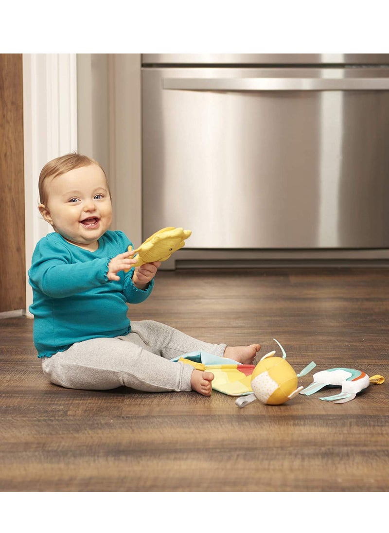Evenflo Exersaucer Baby Hanging Clampable Doorway Jumper with 4 Removable Toys, Peek a Boo Flip -Book, and Mirror, Sweet Skies