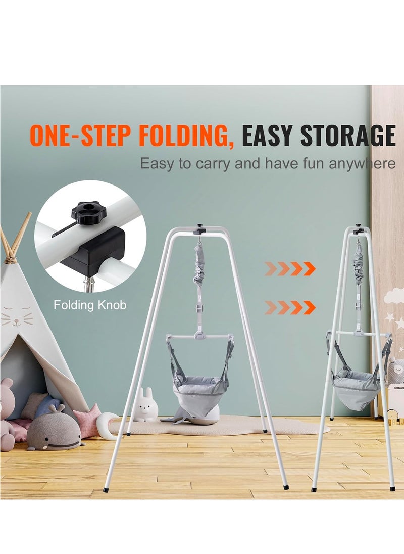 VEVOR Baby Jumper Bouncer, Height-Adjustable Baby Jumpers with Stand, Quick-Folding Toddler Infant Jumper for 6+ Months, Indoor and Outdoor Jumper Exerciser Gift for Babies, 35LBS Loading
