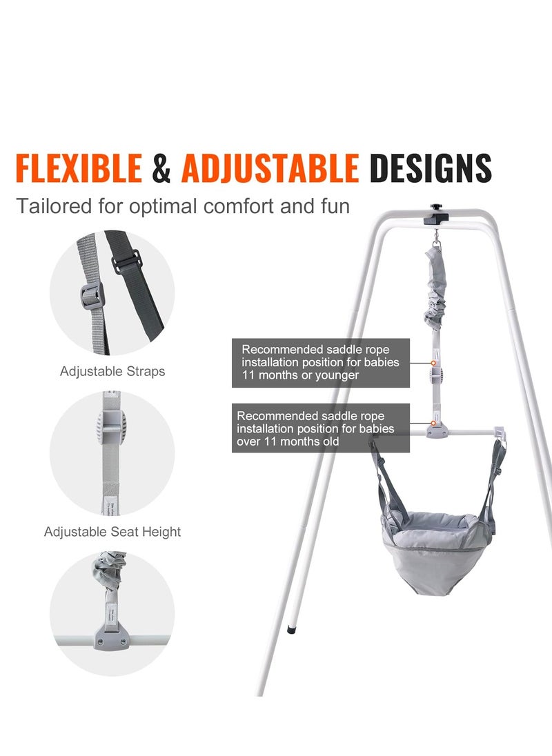 VEVOR Baby Jumper Bouncer, Height-Adjustable Baby Jumpers with Stand, Quick-Folding Toddler Infant Jumper for 6+ Months, Indoor and Outdoor Jumper Exerciser Gift for Babies, 35LBS Loading