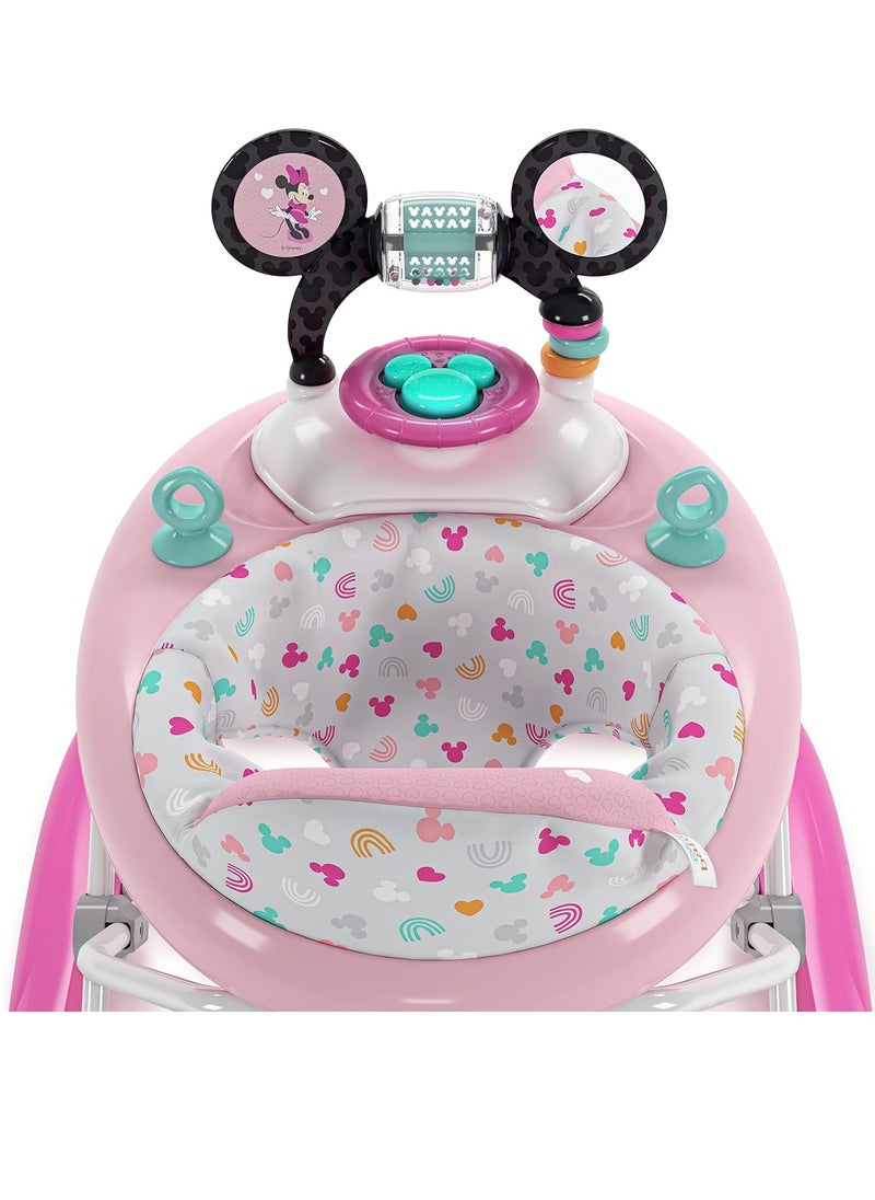 Bright Starts Disney Baby Minnie Mouse Forever Besties 2-in-1 Baby Activity Walker - Easy Fold Frame and Removable -Toy Station, 6 Months and up