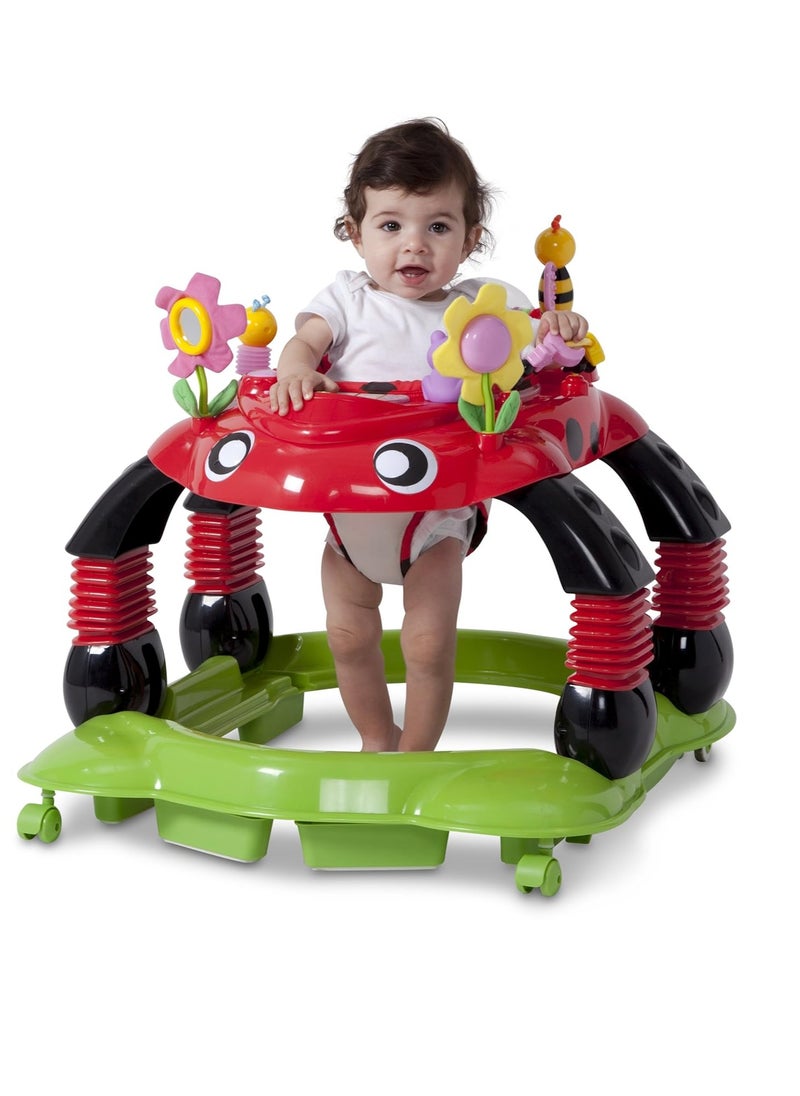 Delta Children Lil Play Station 4-in-1 Activity Walker - Rocker, Activity Center, Bouncer, Walker - Adjustable Seat Height - Fun Toys for Baby, Sadie the Ladybug