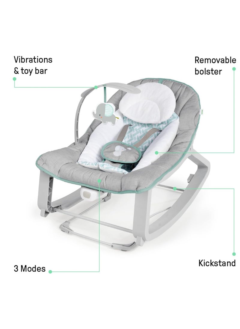 Ingenuity Keep Cozy 3-in-1 Grow with Me Vibrating Baby Bouncer, Seat & Infant to Toddler Rocker, Vibrations & -Toy Bar, 0-30 Months Up to 40 lbs (Weaver)