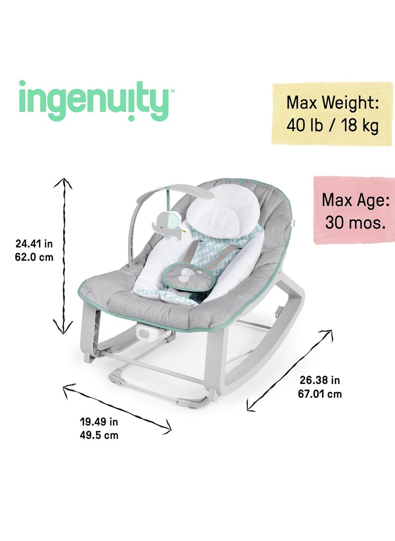 Ingenuity Keep Cozy 3-in-1 Grow with Me Vibrating Baby Bouncer, Seat & Infant to Toddler Rocker, Vibrations & -Toy Bar, 0-30 Months Up to 40 lbs (Weaver)