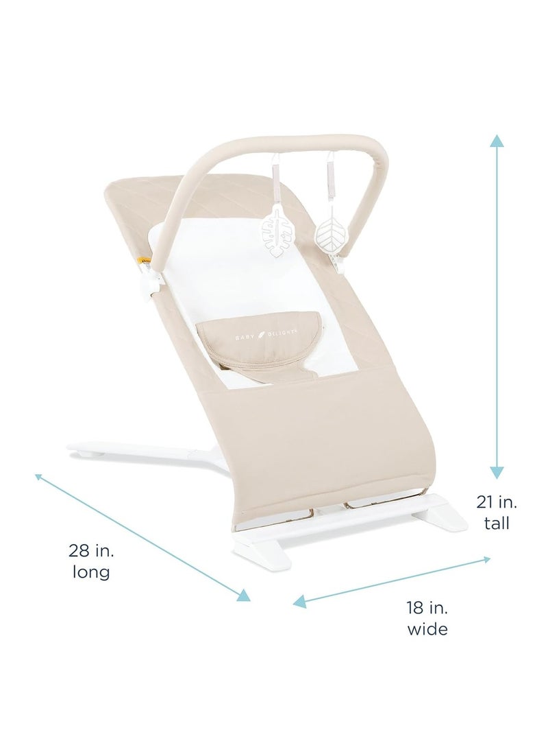 Baby Delight Alpine Deluxe Portable Bouncer, Infant, 0-6 Months, 100% GOTS Certified Cotton Fabrics, Organic Oat