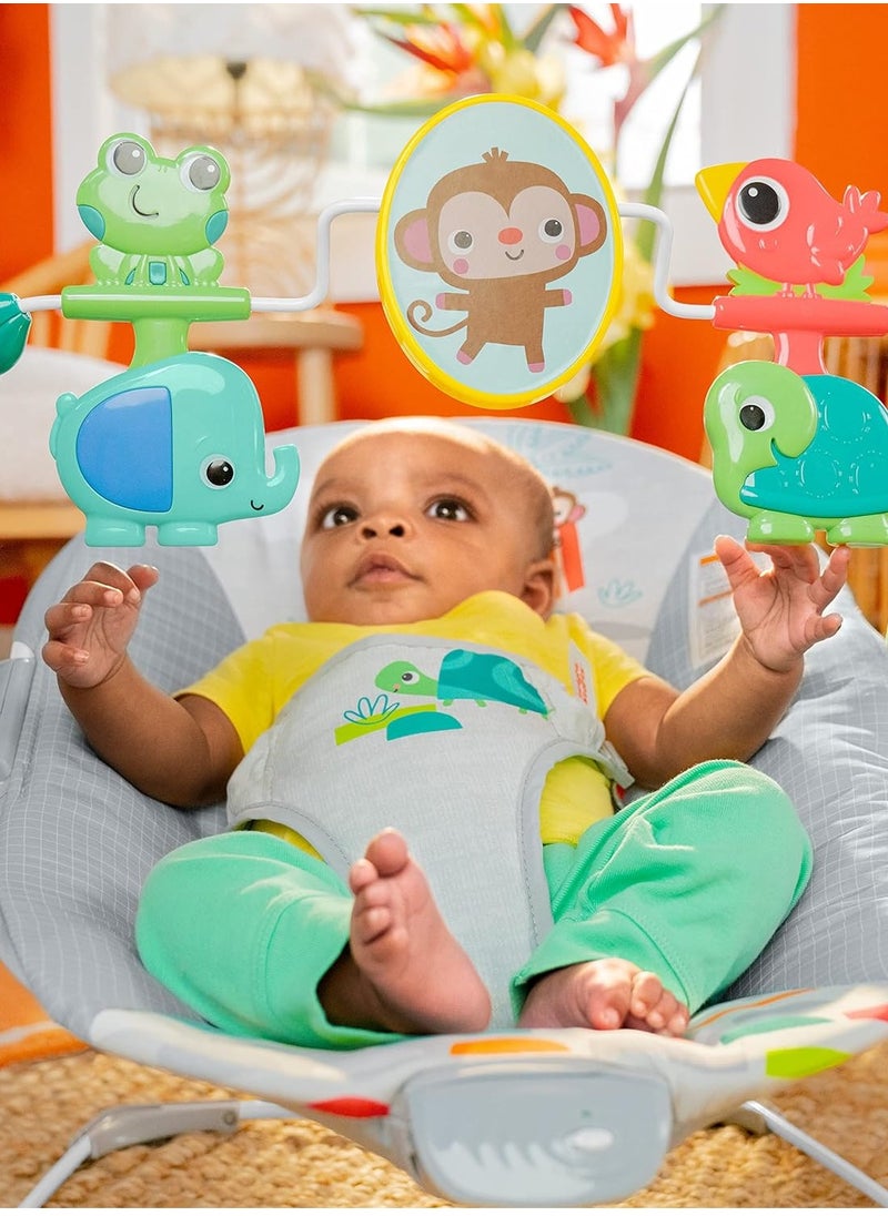 Bright Starts Playful Paradise Comfy Baby Bouncer Seat with Soothing Vibration and Toys, Unisex, 0-6 Months