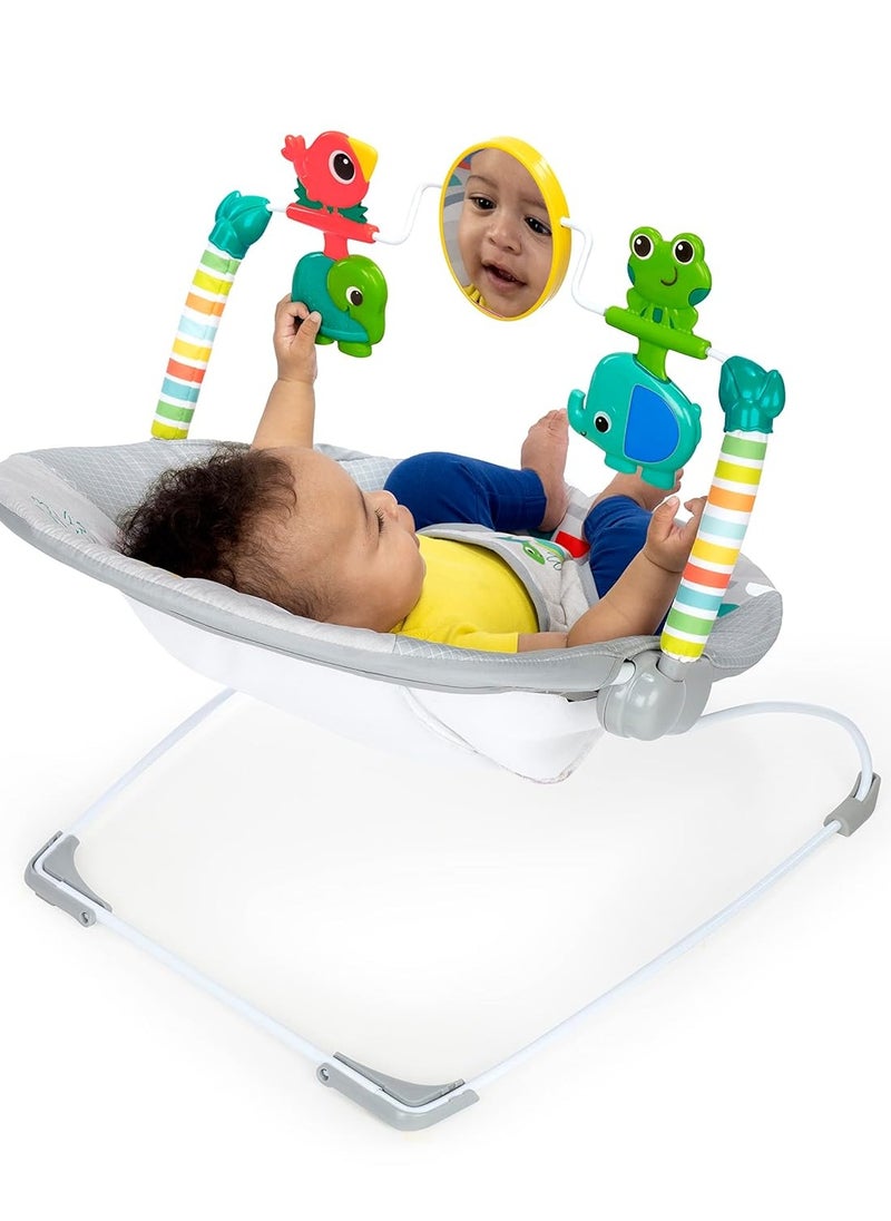 Bright Starts Playful Paradise Comfy Baby Bouncer Seat with Soothing Vibration and Toys, Unisex, 0-6 Months