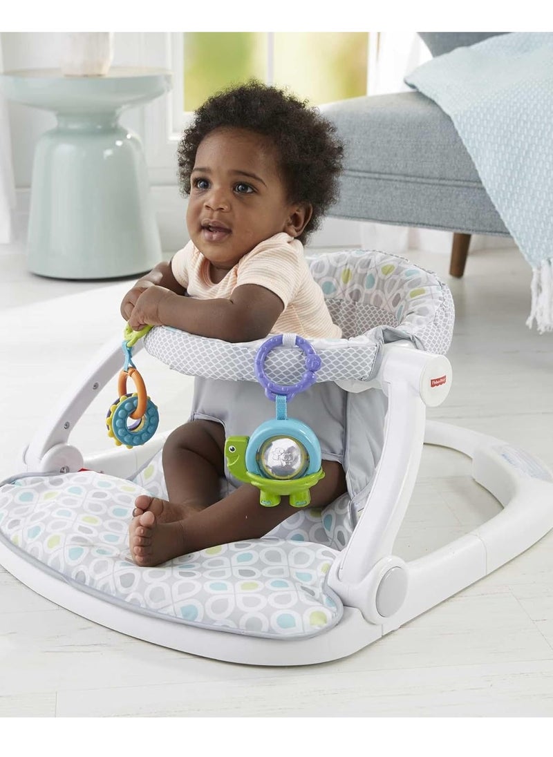 Fisher-Price Portable Baby Chair Sit-Me-Up Floor Seat With Developmental Toys & Machine Washable Seat Pad, Honeydew Drop