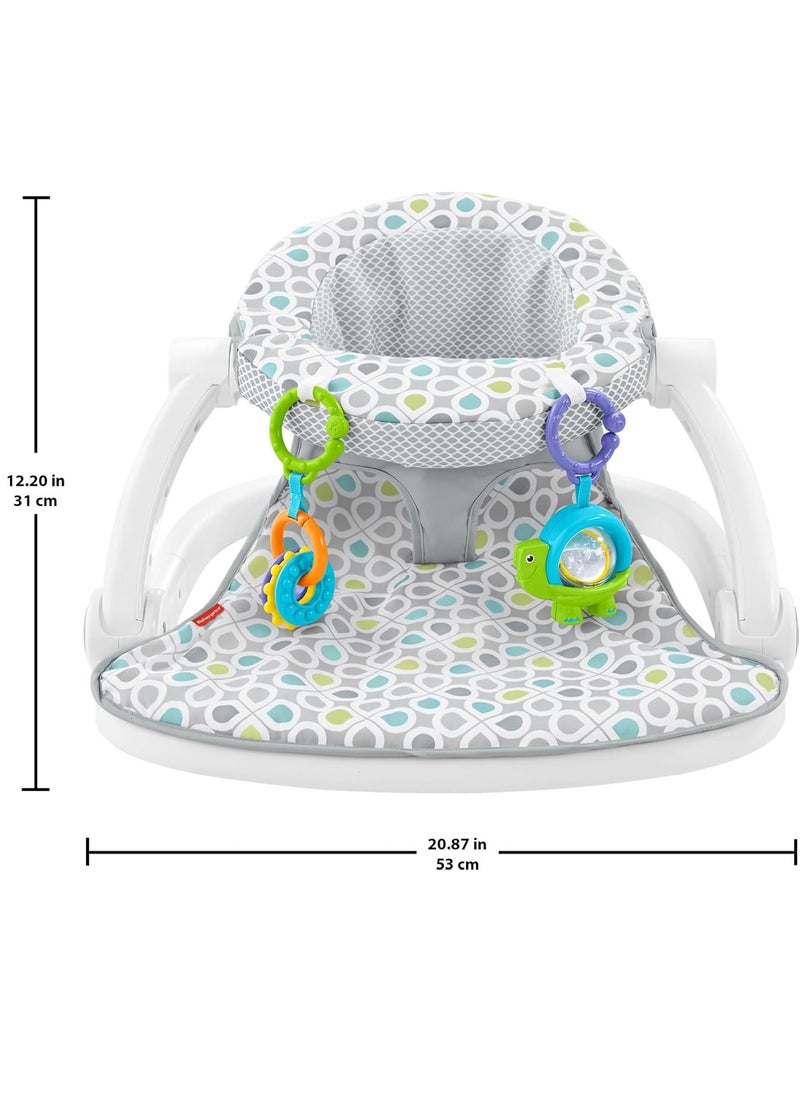 Fisher-Price Portable Baby Chair Sit-Me-Up Floor Seat With Developmental Toys & Machine Washable Seat Pad, Honeydew Drop