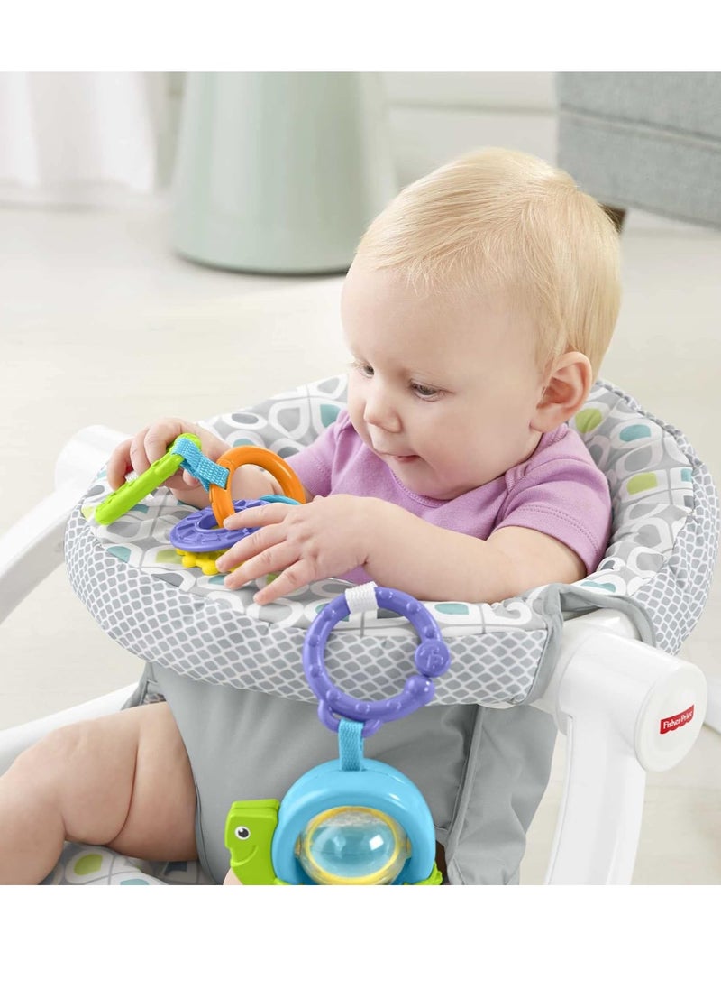 Fisher-Price Portable Baby Chair Sit-Me-Up Floor Seat With Developmental Toys & Machine Washable Seat Pad, Honeydew Drop