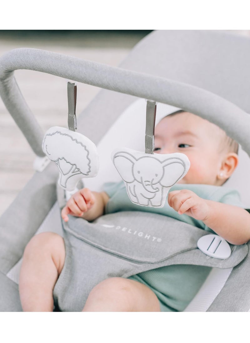 Baby Delight Highland Baby Bouncer | Infant | 0 – 6 Months | 3-Position Recline | Pebble Grey