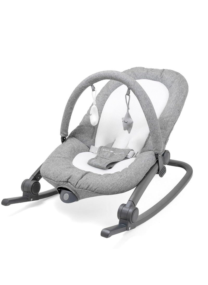 Baby Delight Aura Deluxe | Portable Baby Bouncer for Infants | Baby Rocker | Quilted Charcoal Tweed