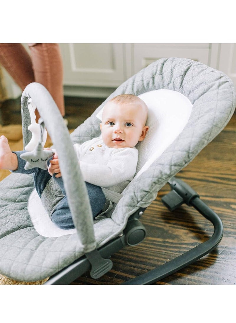 Baby Delight Aura Deluxe | Portable Baby Bouncer for Infants | Baby Rocker | Quilted Charcoal Tweed