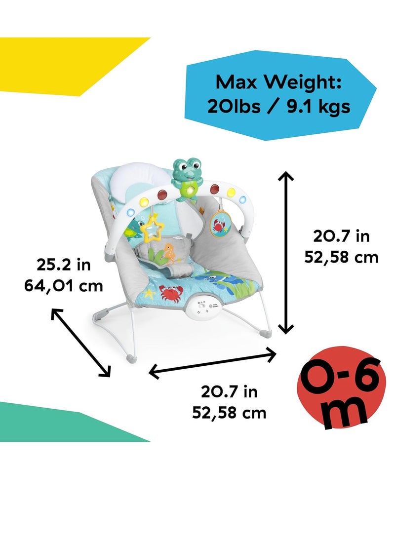Baby Einstein Ocean Explorers Musical Bouncer Infant Seat, Kick to It Neptune, Unisex, for Ages 0-6 Months up to 20 lbs