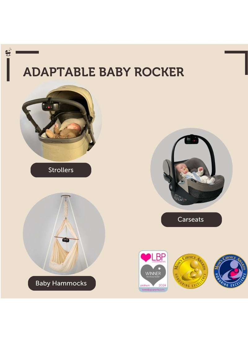 Zazu Robby Baby Rocker - Automatic Stroller Soothing Device, Adjustable Intensity, Cry Detection, Long-Lasting Rechargeable Battery, Weatherproof, Fits All Strollers