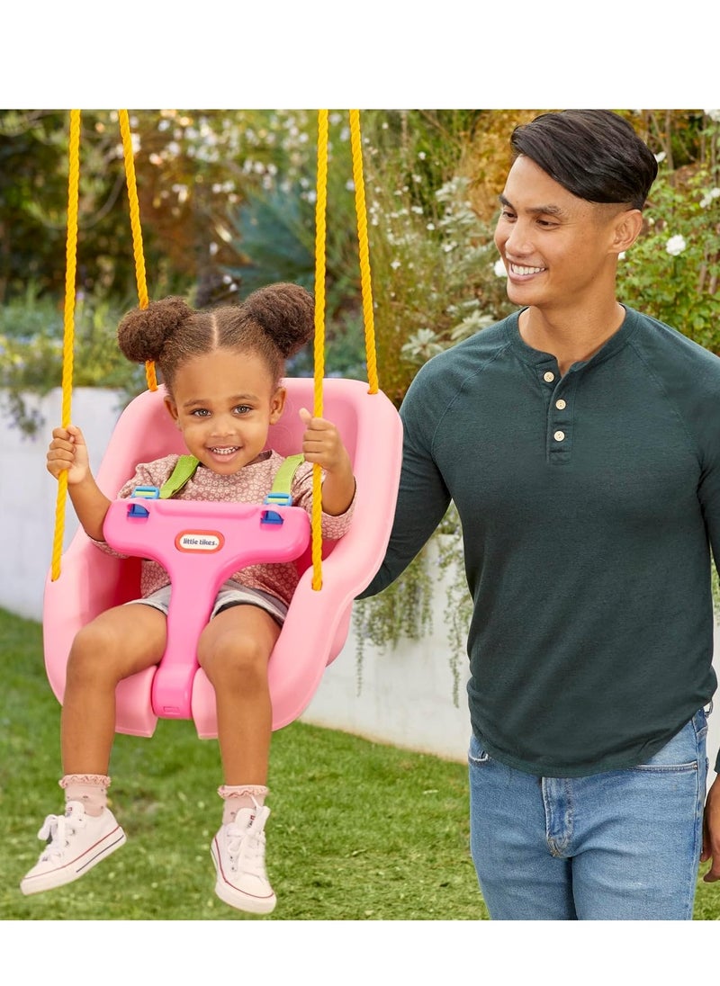 Little Tikes Snug 'n Secure Pink Swing with Adjustable Straps, 2-in-1 for Baby and Toddlers Ages 9 Months - 4 Years,16