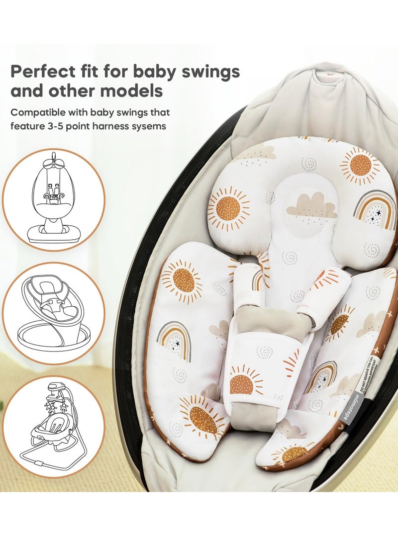 Infant Insert Compatible with 4moms Mamaroo RockaRoo & Graco DuetSoothe Swing, Reversible Newborn Insert Head & Body Support Cushion,Breathable Soft Fabric, Machine Washable, Rainbow, 1Pcs