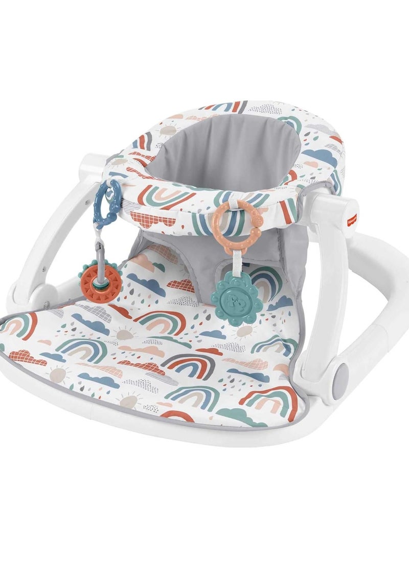 Portable Baby Chair Sit-Me-Up Floor Seat with Developmental Toys & Machine Washable Seat Pad, Rainbow Sprinkles