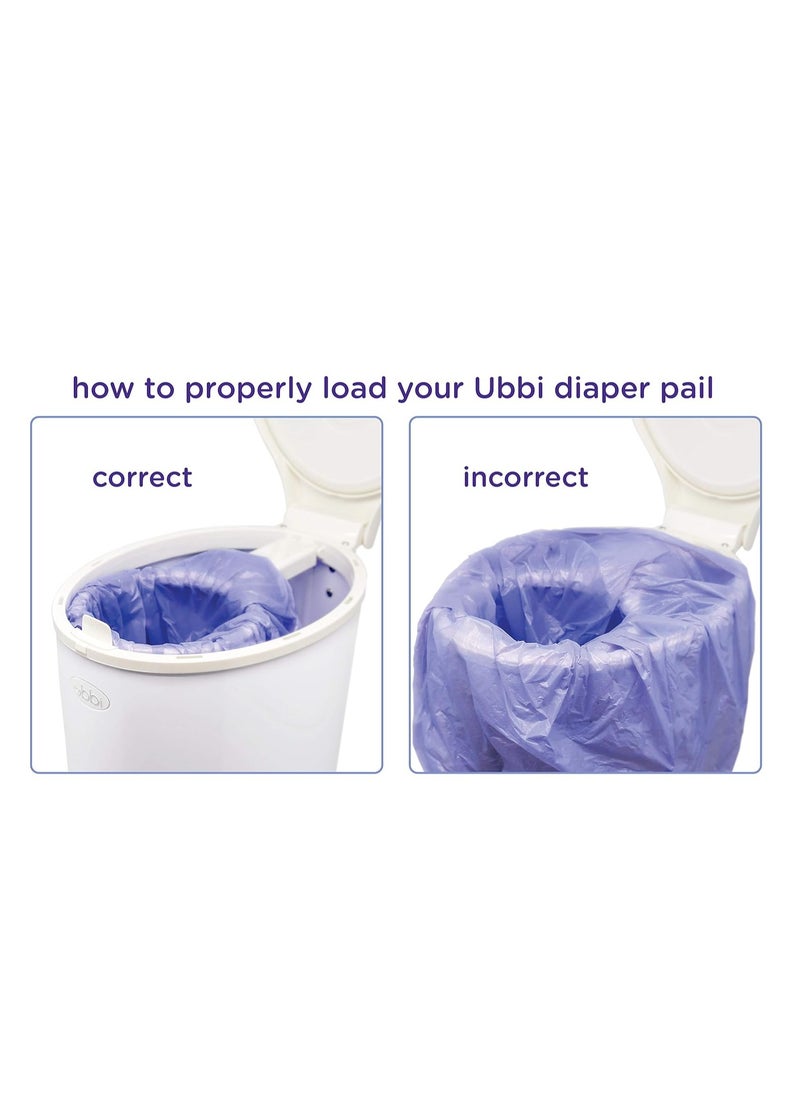 Ubbi Diaper Pail Plastic Bags, Disposable Baby Waste Bags, 3 Pack, 75 Count, 13-Gallon Bags