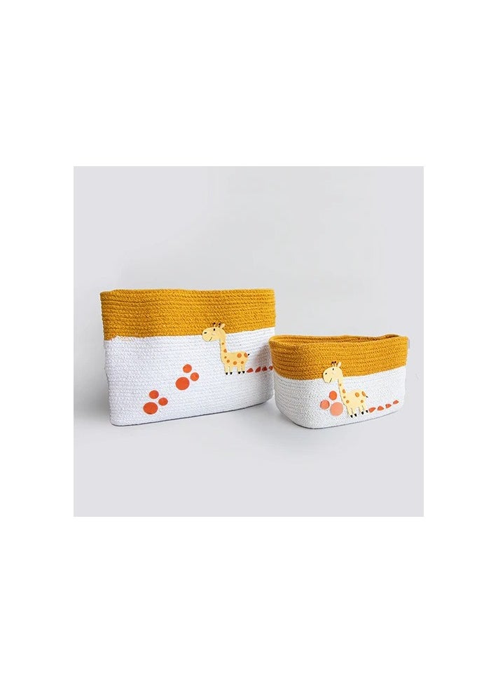 Yellow Doodle Cotton Rope Baskets - Baby Giraffe (Set Of 2)