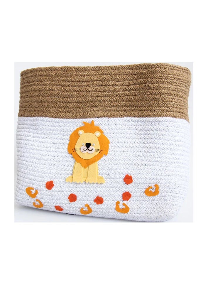 Yellow Doodle Cotton Rope Basket - Baby Animals (Large)