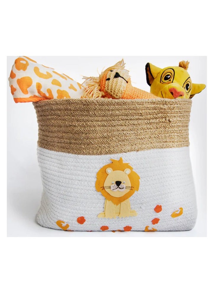 Yellow Doodle Cotton Rope Basket - Baby Animals (Large)