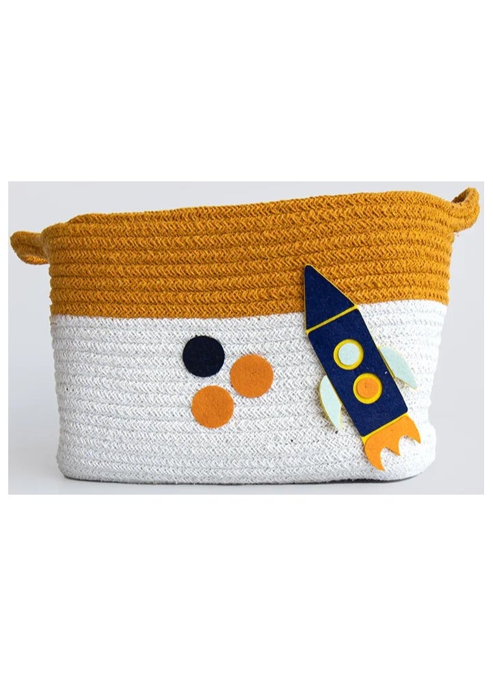 Yellow Doodle Cotton Rope Basket - Child Of The Universe (Medium)