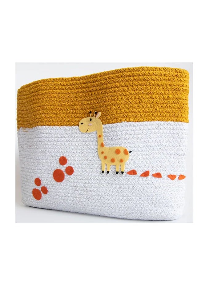 Yellow Doodle Cotton Rope Basket - Baby Giraffe (Large)