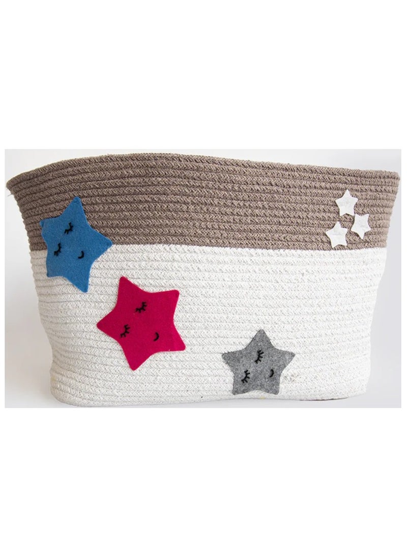 Yellow Doodle Cotton Rope Basket - Twinkly Stars (Large)