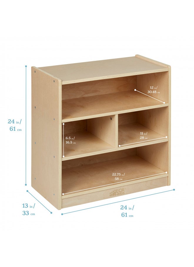 ECR4Kids Mobile Block Storage Cart, Small, Classroom Furniture, Natural