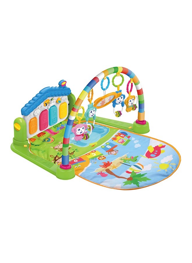 Baby Playmat w/ Piano Music, 2 in 1 Hanging Toys and Colorful Mat for Newborns and Infants, Early Learning Playmat