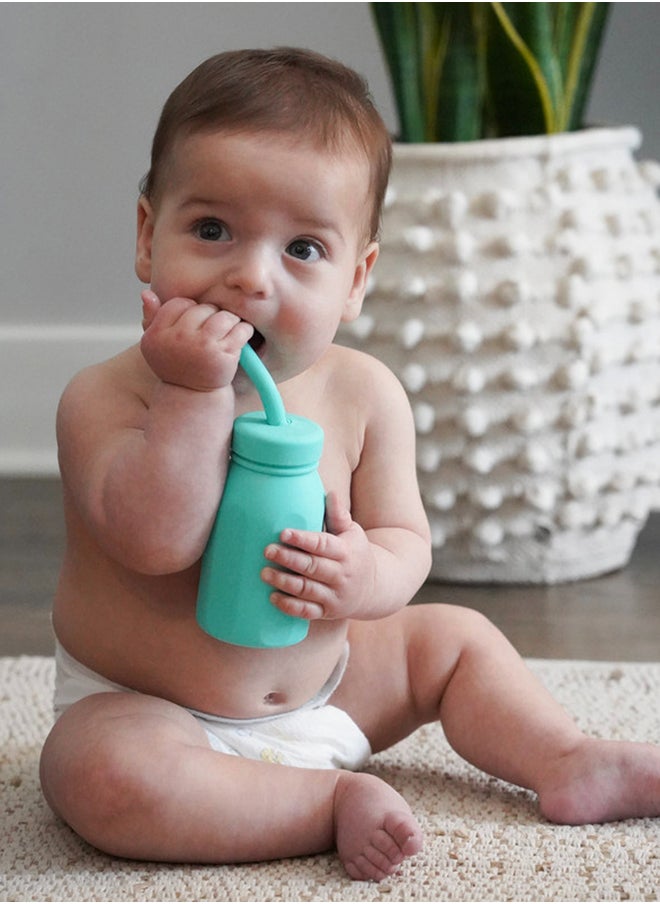 Silicone Water Bottle With Straw 230 Ml, Turquoise