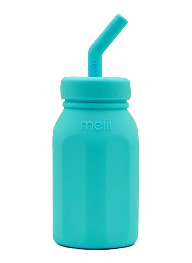 Silicone Water Bottle With Straw 230 Ml, Turquoise