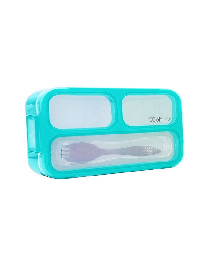 Small Sealed Lunchbox With Spork,  Leak-Proof And BPA Free Aqua