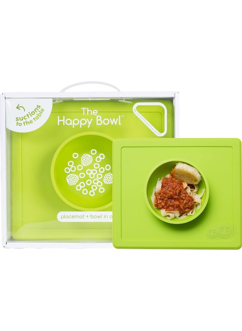 Happy Bowl 24 Months + 100% Silicone Suction Plates For Babies - Baby Plate - Bowl With Built-In Placemat For Toddlers And Preschoolers - Sage