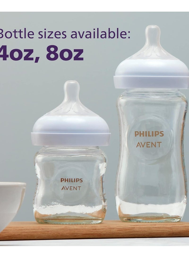 Philips AVENT Glass Natural Baby Bottle with Natural Response Nipple, Clear, 4oz, 4pk, SCY910/04