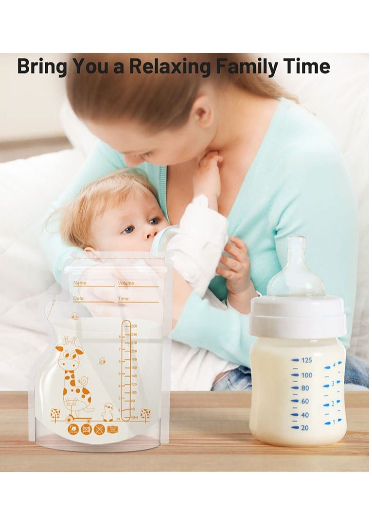 55 Pieces 250ML Healthy Double Zipper Breast Milk Storage Bags